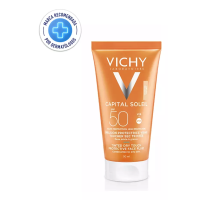 Protector Solar Vichy Capital Soleil FPS50 Crema Toque Seco Color x 50 ml