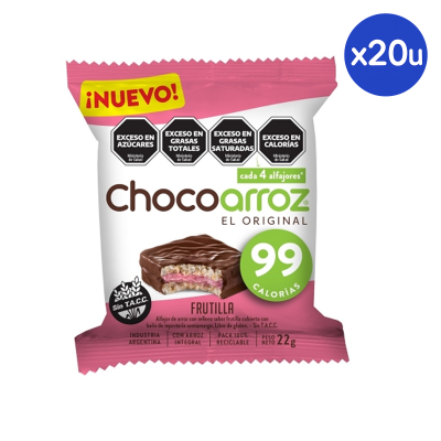 Combo Chocoarroz Alfajor x22gr Frutilla x20 Unidades