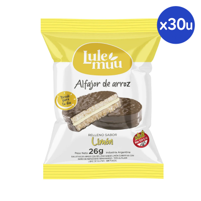 Lulemuu Alfajor Arroz Rell Limon C/Choc x22gr x 30 Unidades